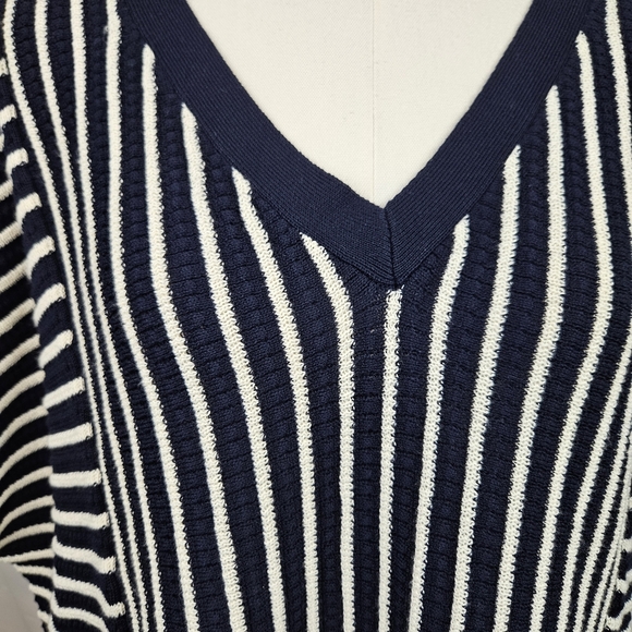 NWT Talbots Blue/white Kimono Sz M Sleeve Knit Blouse Oversized Lagenlook Boho - Picture 5 of 7